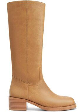 Women's Banana Square Toe Chunky Block Heel Wide Calf Riding Long Knee High Boot